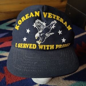 Vintage Korean Veteran I Served With Pride Cap Hat Snapback Mesh USA